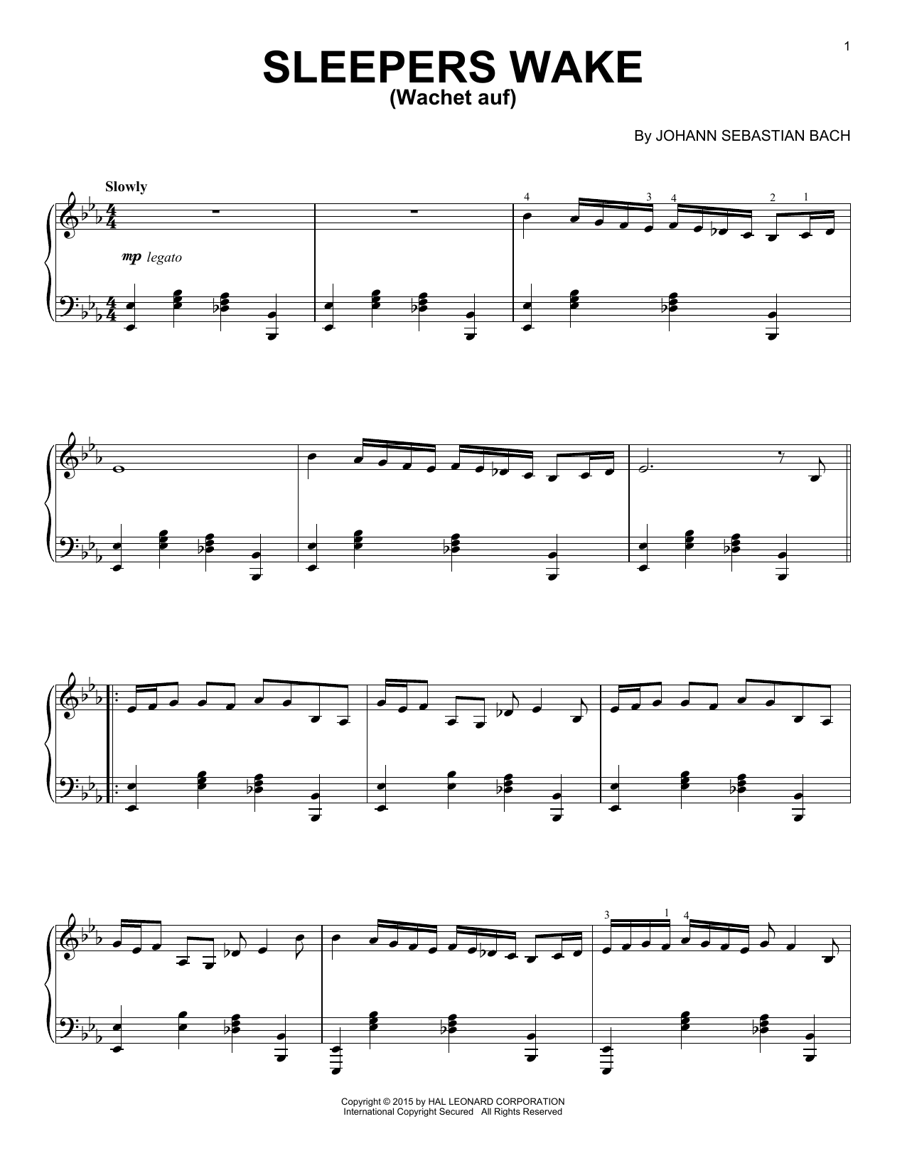 Download Johann Sebastian Bach Sleepers, Awake (Wachet Auf) [Jazz vers Sheet Music