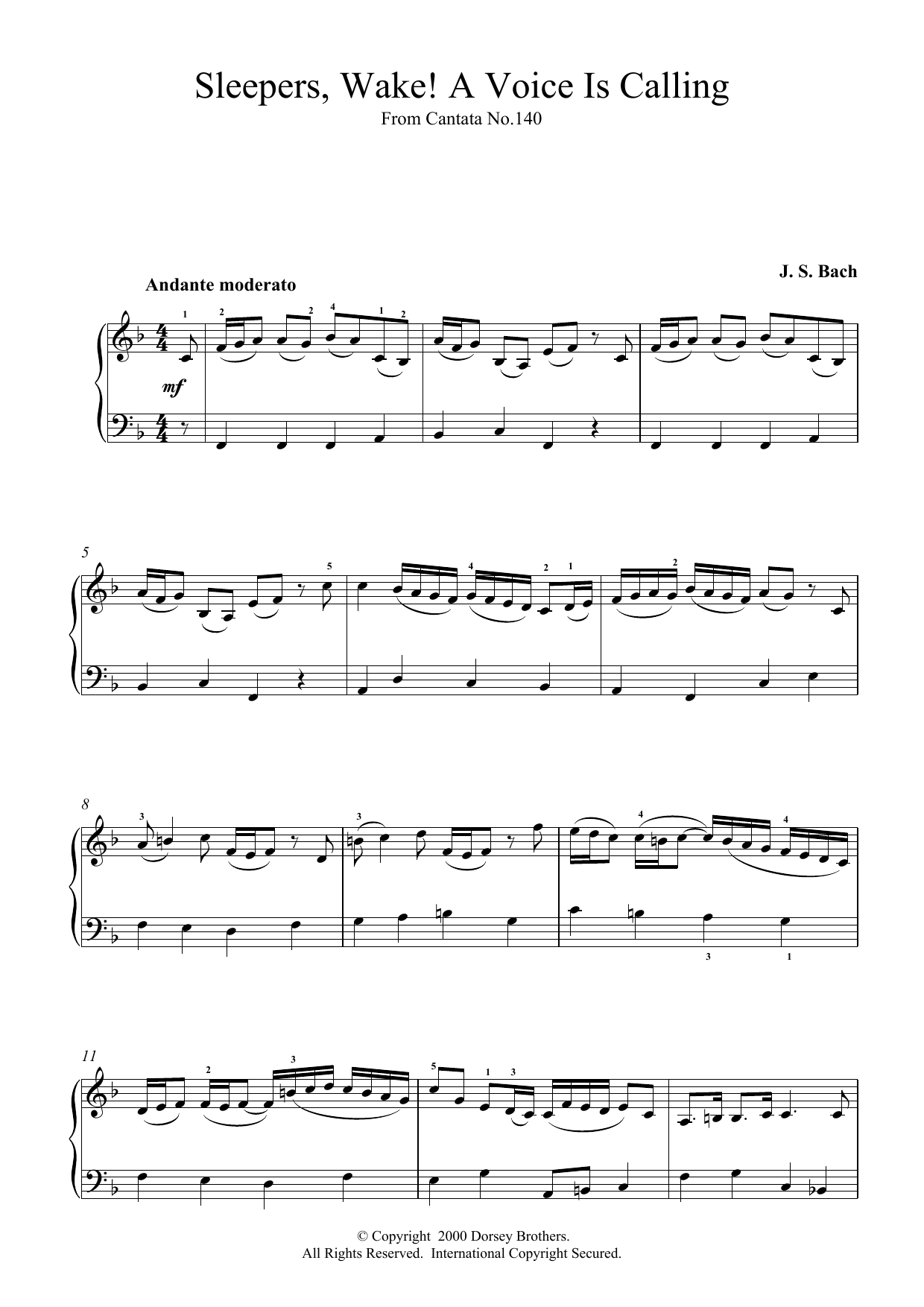 Johann Sebastian Bach Sleepers, Wake! A Voice Is Calling sheet music notes printable PDF score