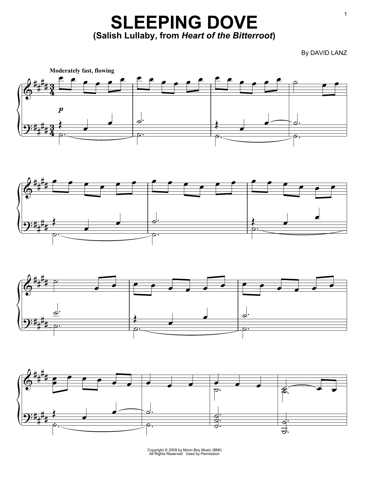 Download David Lanz Sleeping Dove (Salish Lullaby, from Hea Sheet Music