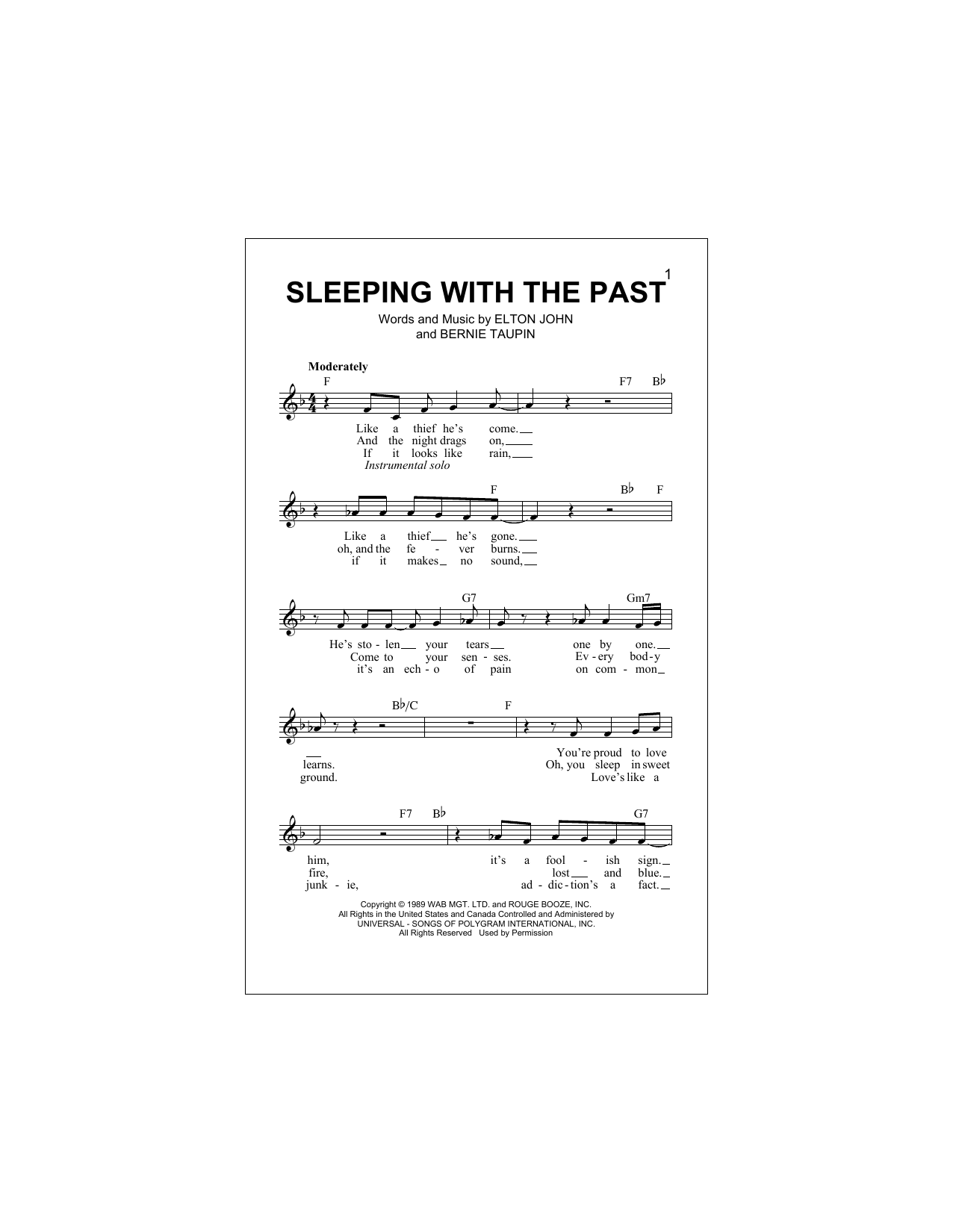 Download Elton John Sleeping With The Past Sheet Music