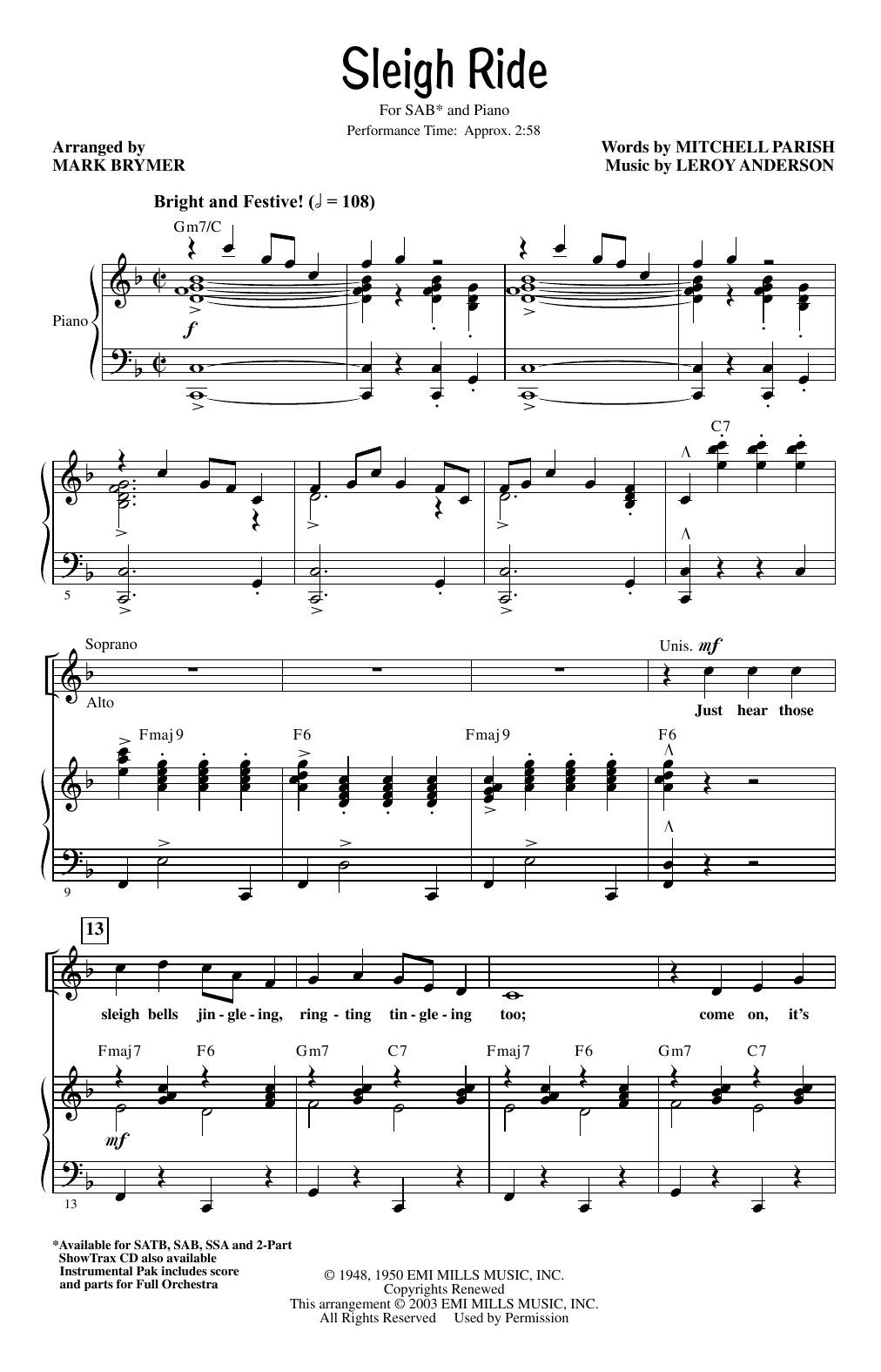 Download Leroy Anderson Sleigh Ride (arr. Mark Brymer) Sheet Music