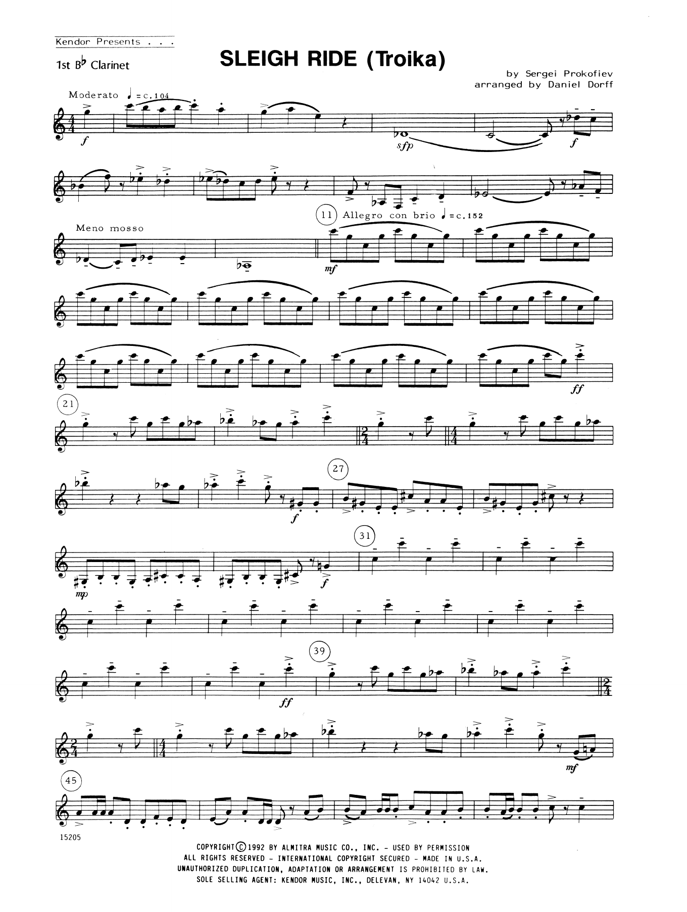Download Daniel Dorff Sleigh Ride (Troika) - 1st Bb Clarinet Sheet Music
