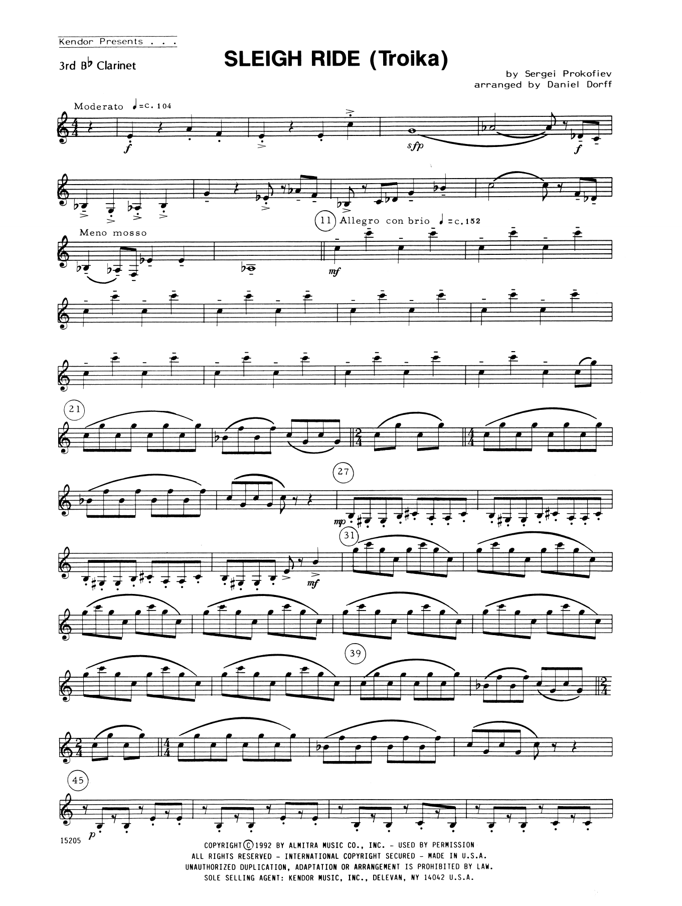 Download Daniel Dorff Sleigh Ride (Troika) - 3rd Bb Clarinet Sheet Music