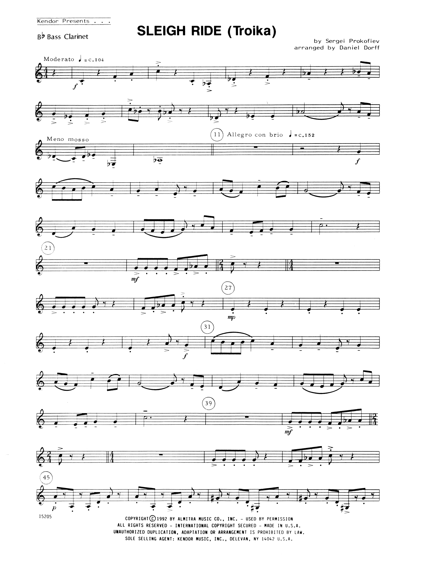 Download Daniel Dorff Sleigh Ride (Troika) - Bb Bass Clarinet Sheet Music