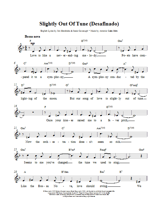 Antonio Carlos Jobim Desafinado (Slightly Out Of Tune) sheet music notes printable PDF score
