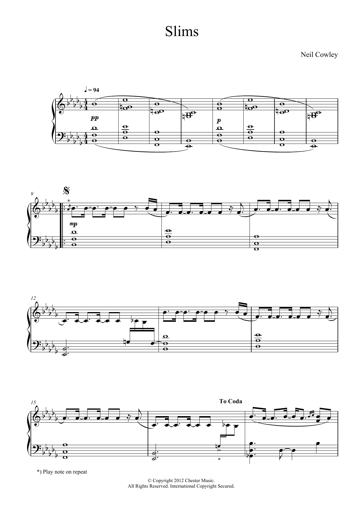 Download Neil Cowley Slims Sheet Music