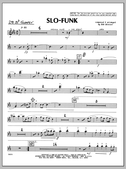 Download Bob Mintzer Slo-Funk - 2nd Bb Trumpet Sheet Music