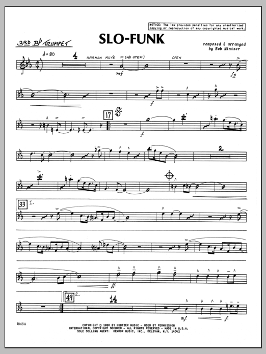 Download Bob Mintzer Slo-Funk - 3rd Bb Trumpet Sheet Music