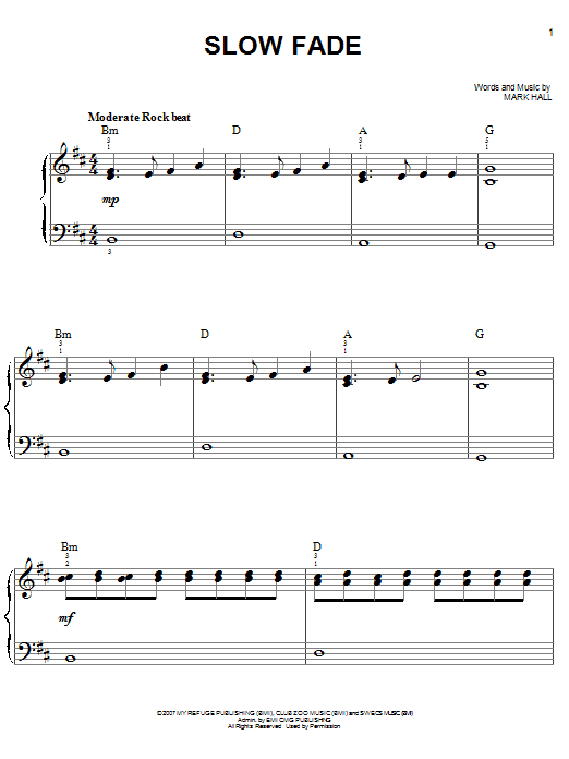 Download Casting Crowns Slow Fade Sheet Music