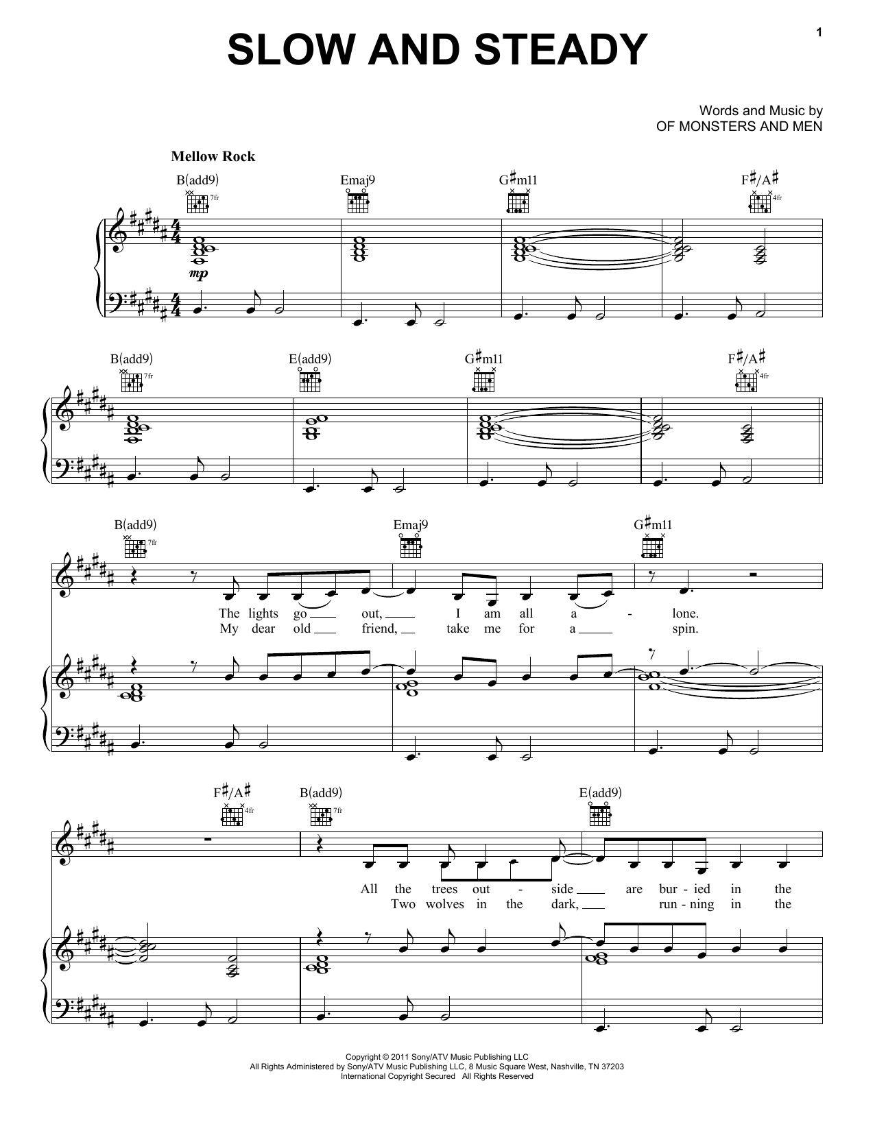 Download Of Monsters and Men Slow And Steady Sheet Music