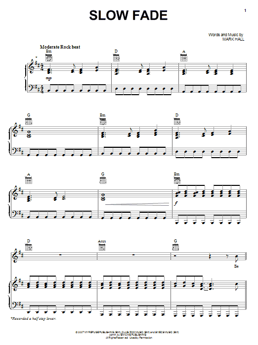 Download Casting Crowns Slow Fade Sheet Music