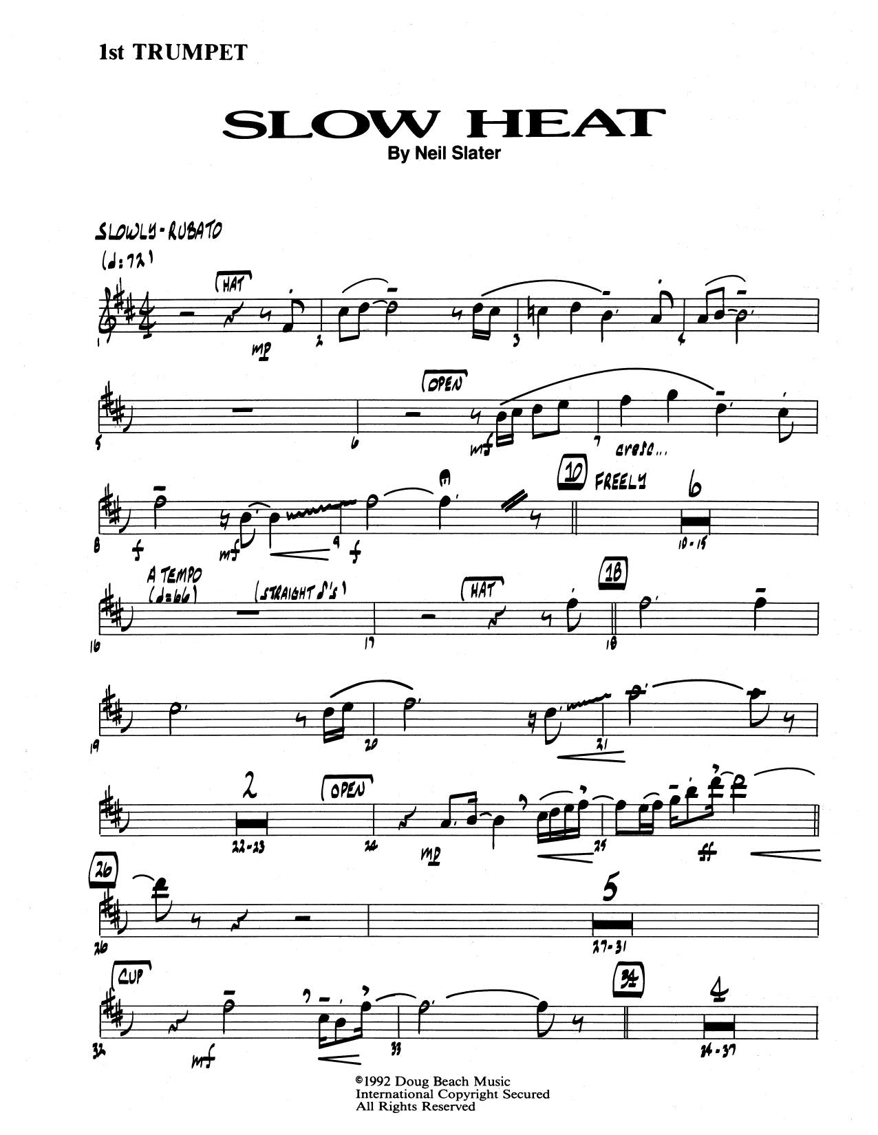 Download Neil Slater Slow Heat - 1st Bb Trumpet Sheet Music
