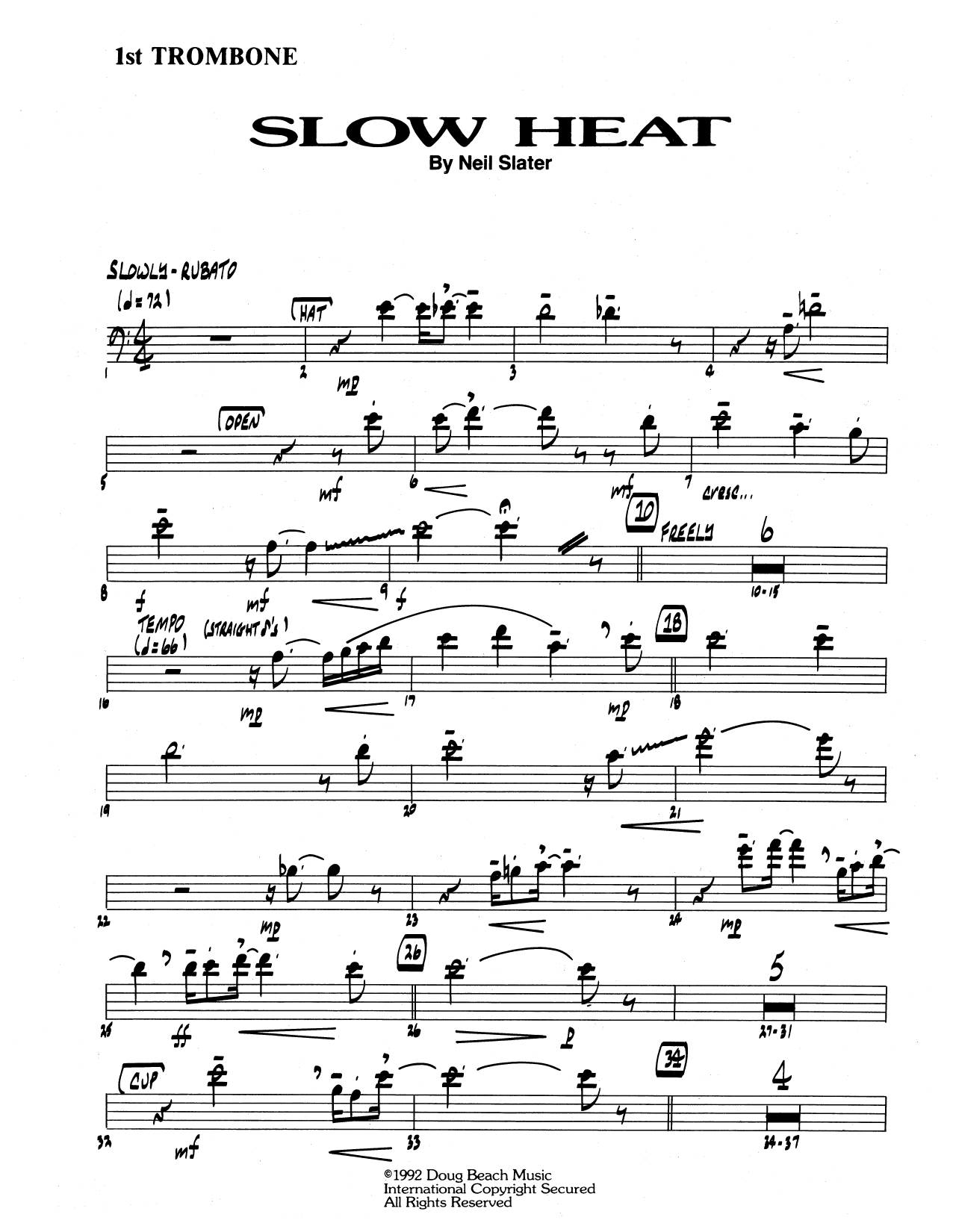 Download Neil Slater Slow Heat - 1st Trombone Sheet Music