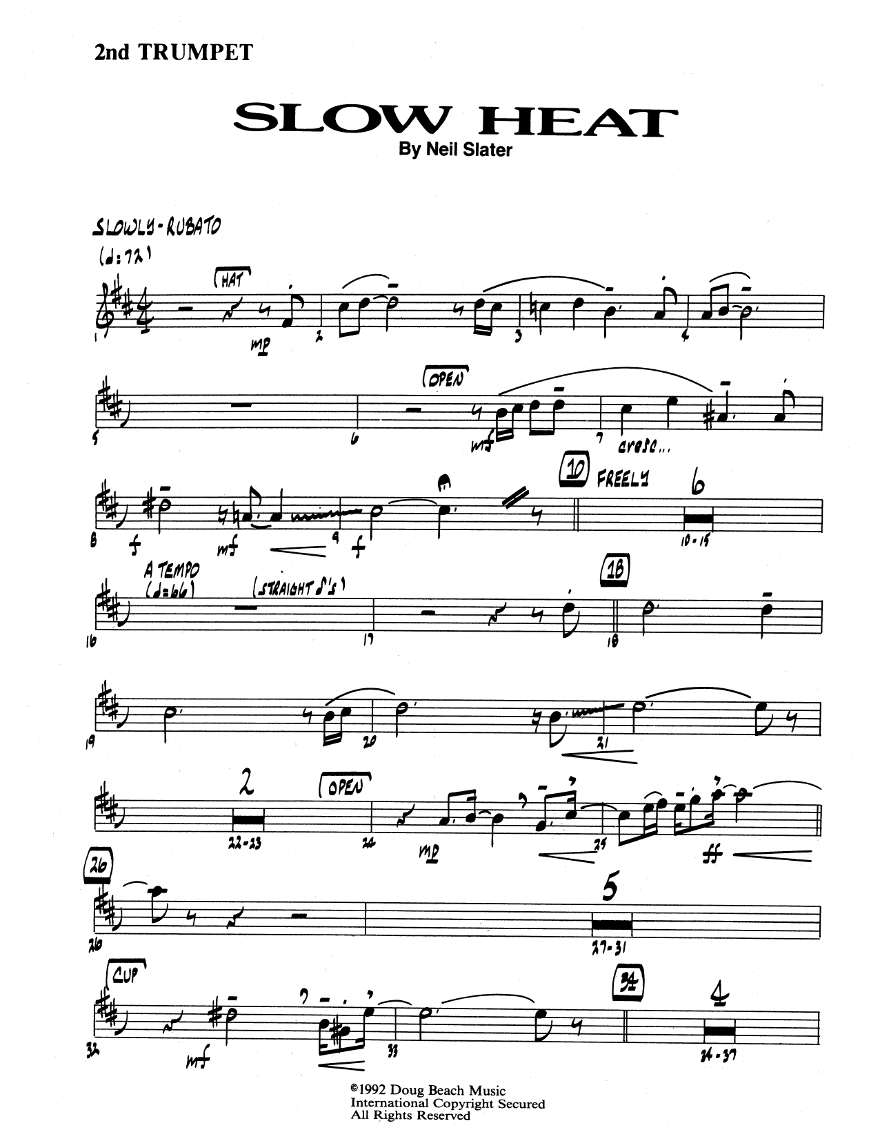 Download Neil Slater Slow Heat - 2nd Bb Trumpet Sheet Music