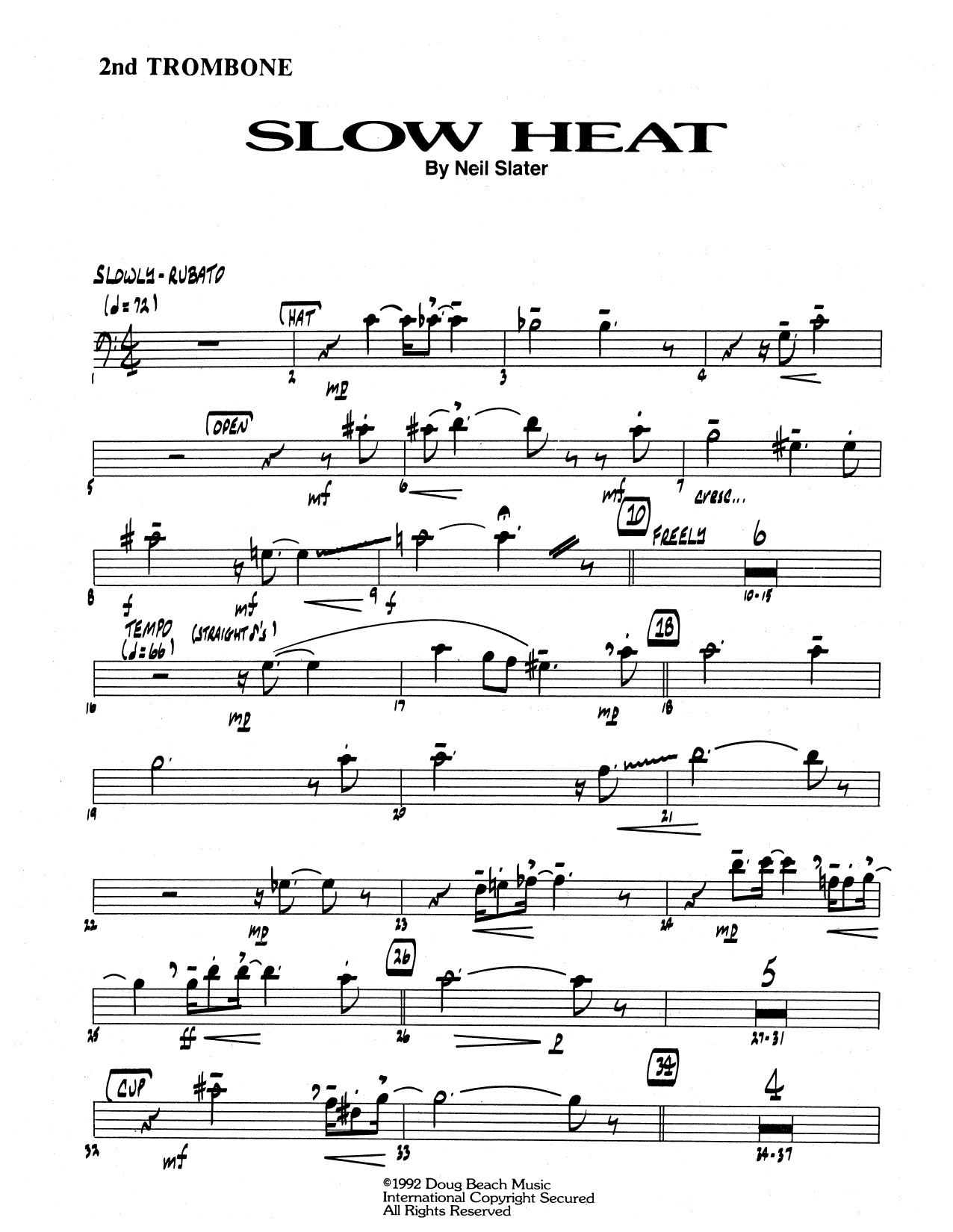 Download Neil Slater Slow Heat - 2nd Trombone Sheet Music