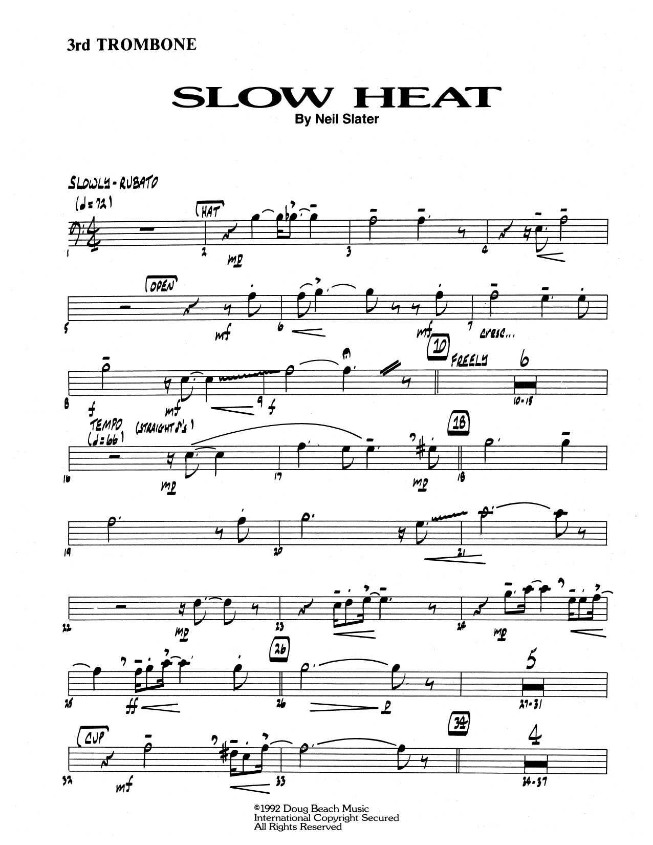 Download Neil Slater Slow Heat - 3rd Trombone Sheet Music