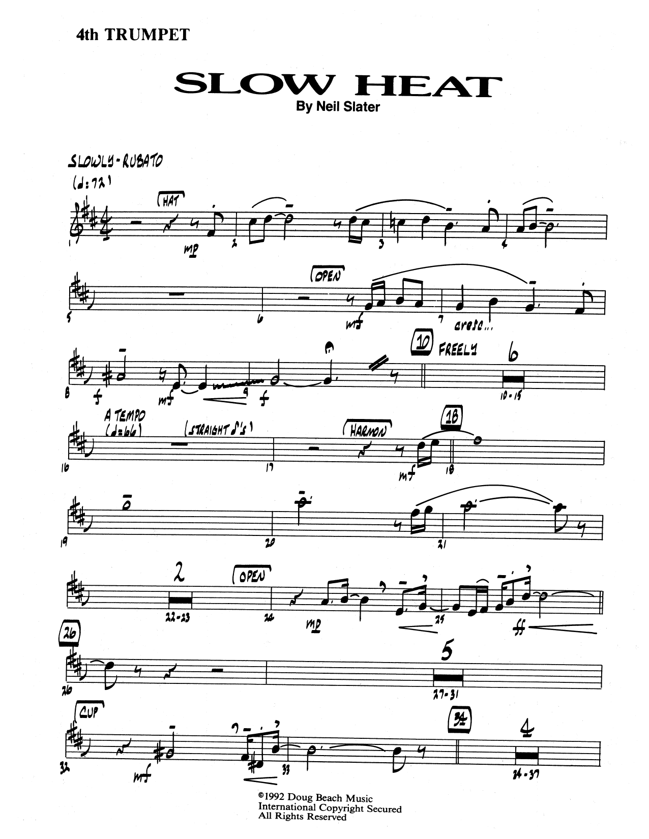 Download Neil Slater Slow Heat - 4th Bb Trumpet Sheet Music