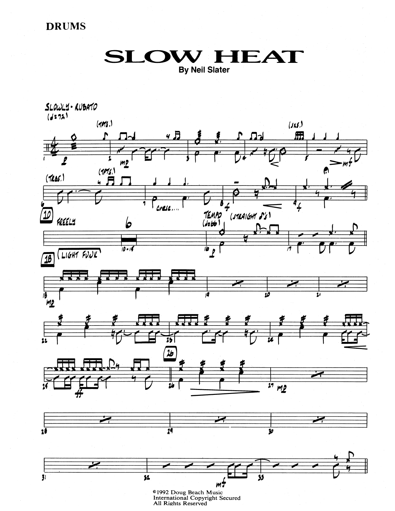 Download Neil Slater Slow Heat - Drum Set Sheet Music