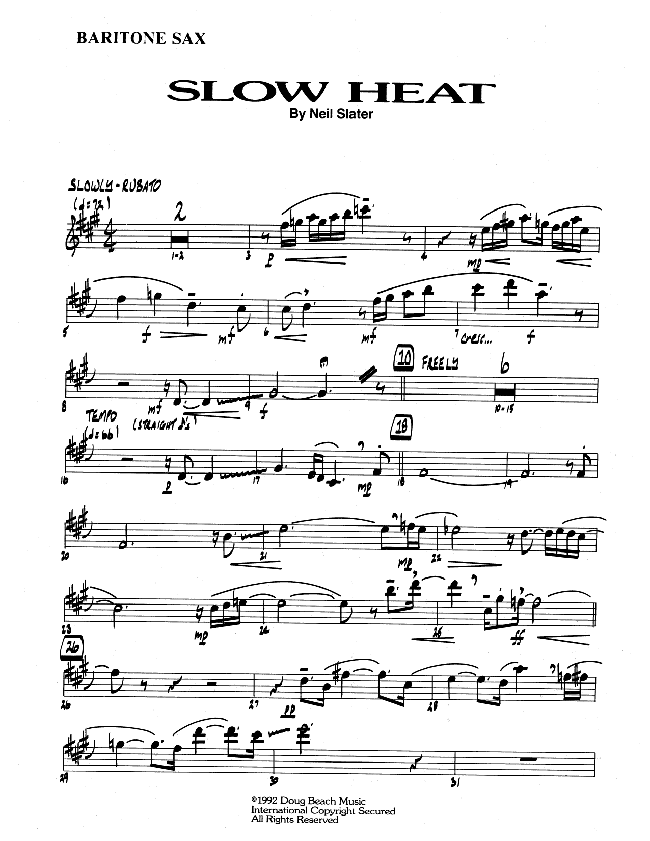 Download Neil Slater Slow Heat - Eb Baritone Saxophone Sheet Music