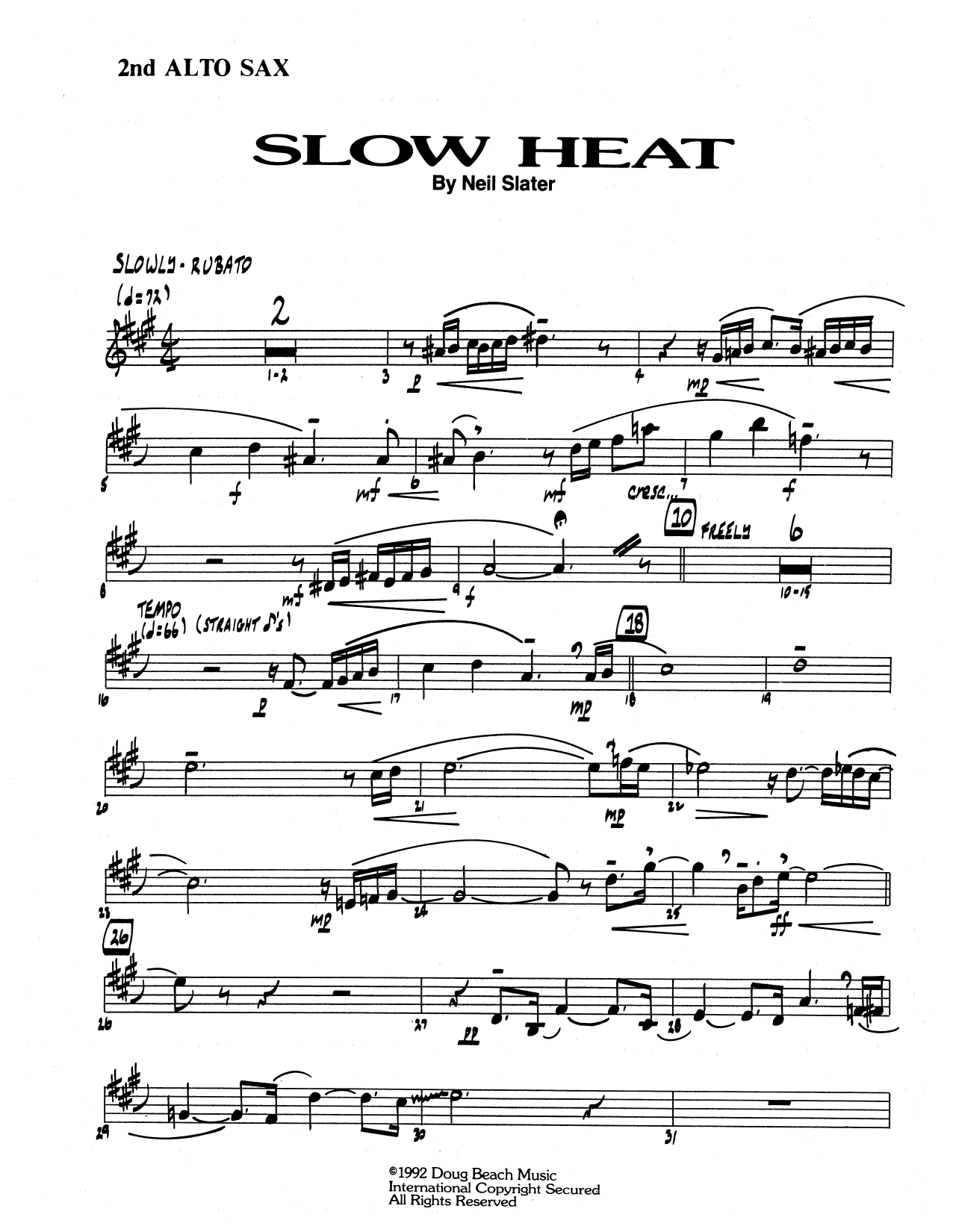 Download Neil Slater Slow Heat - Opt. Bass Clarinet Sheet Music