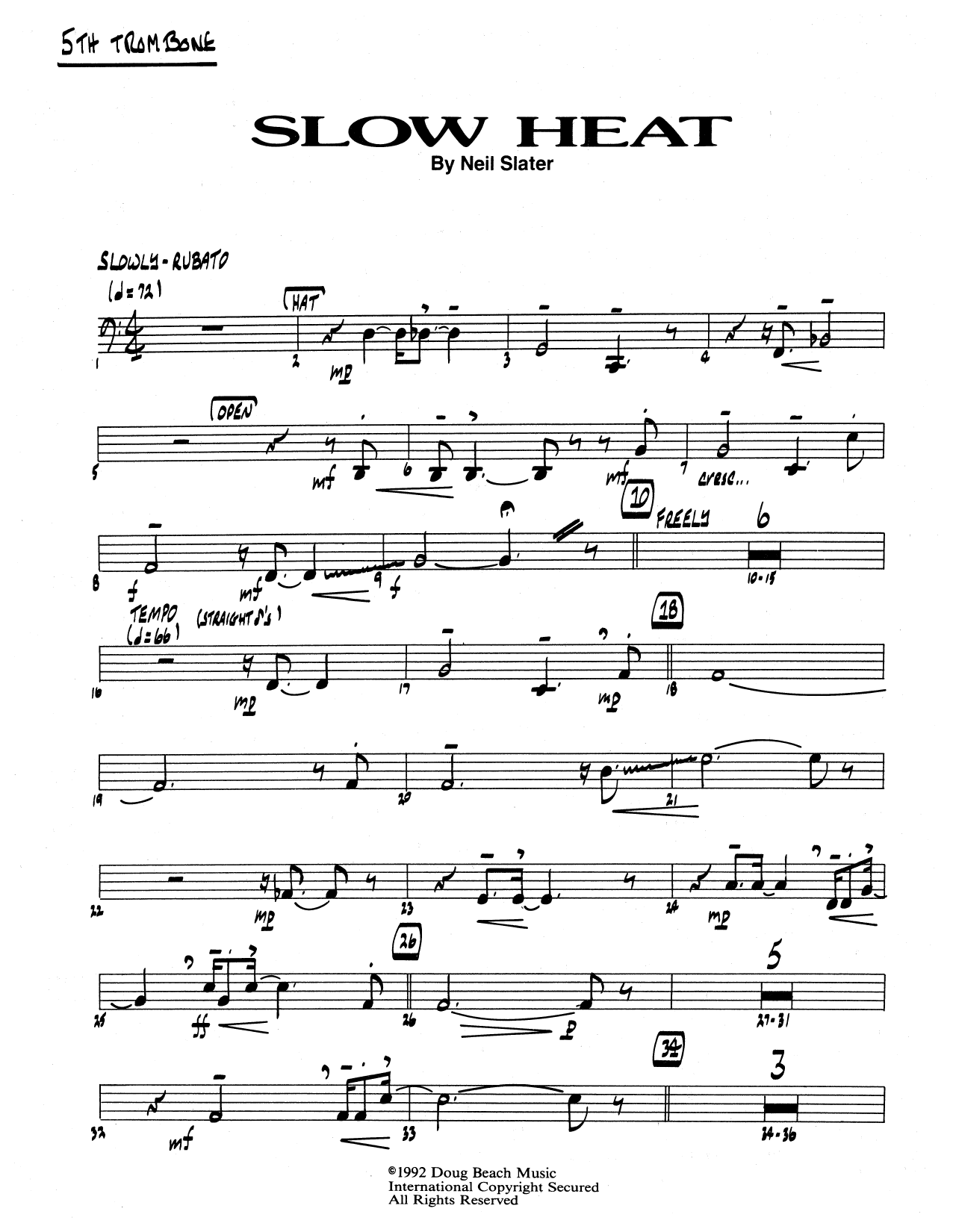 Download Neil Slater Slow Heat - Trombone 5 Sheet Music