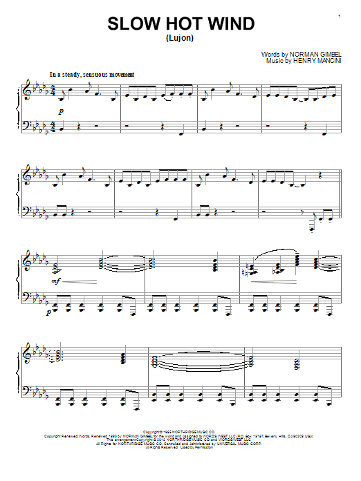Download Henry Mancini Slow Hot Wind (Lujon) Sheet Music