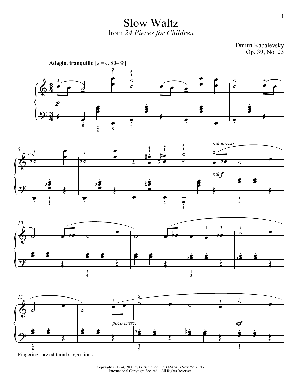 Download Dmitry Kabalevsky Slow Waltz Sheet Music