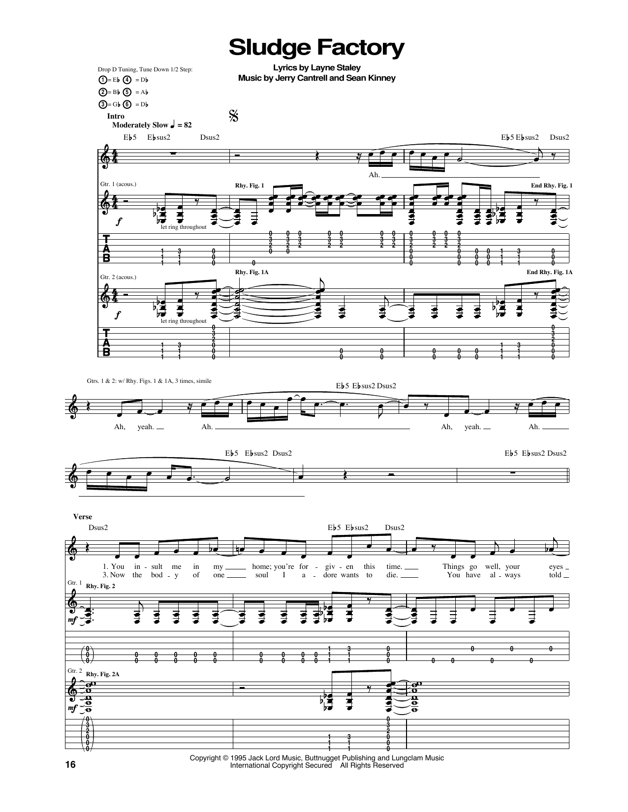 Download Alice In Chains Sludge Factory Sheet Music