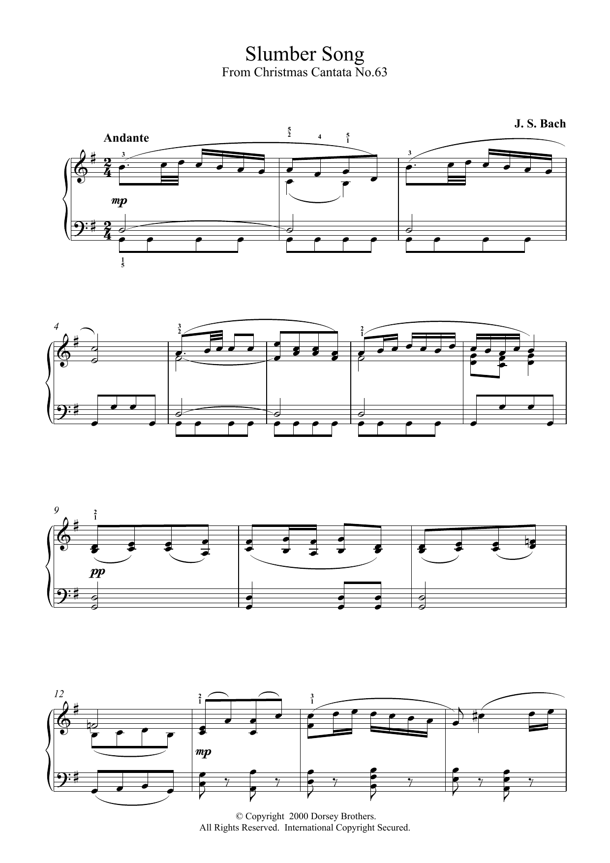 Download Johann Sebastian Bach Slumber Song Sheet Music