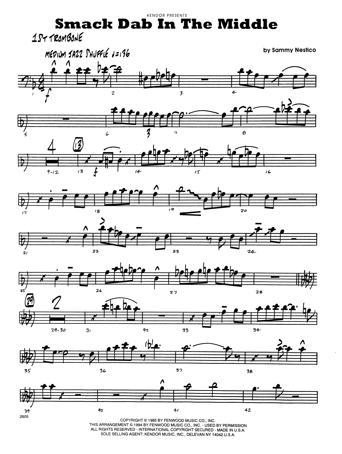 Download Sammy Nestico Smack Dab in the Middle - 1st Trombone Sheet Music