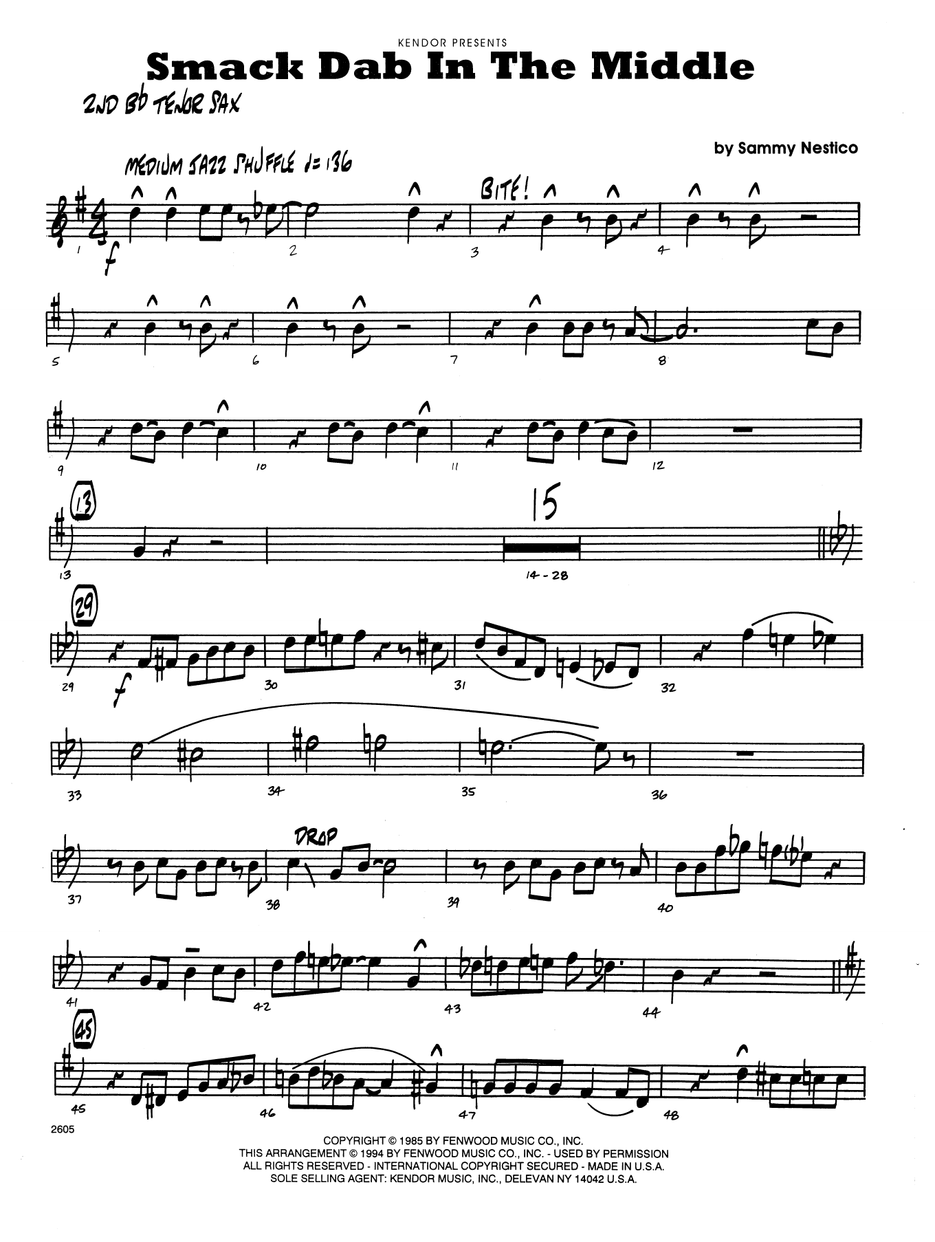 Download Sammy Nestico Smack Dab in the Middle - 2nd Bb Tenor Sheet Music