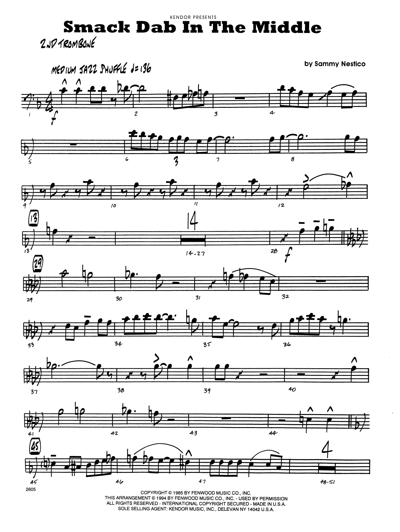 Download Sammy Nestico Smack Dab in the Middle - 2nd Trombone Sheet Music