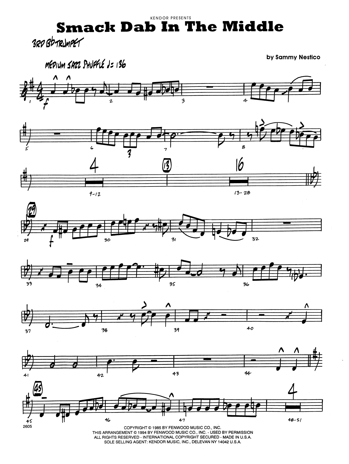 Download Sammy Nestico Smack Dab in the Middle - 3rd Bb Trumpe Sheet Music