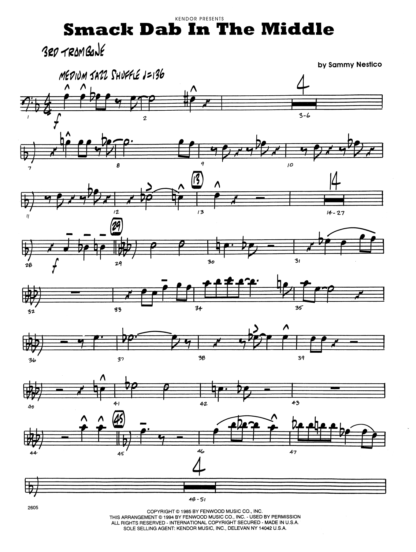 Download Sammy Nestico Smack Dab in the Middle - 3rd Trombone Sheet Music