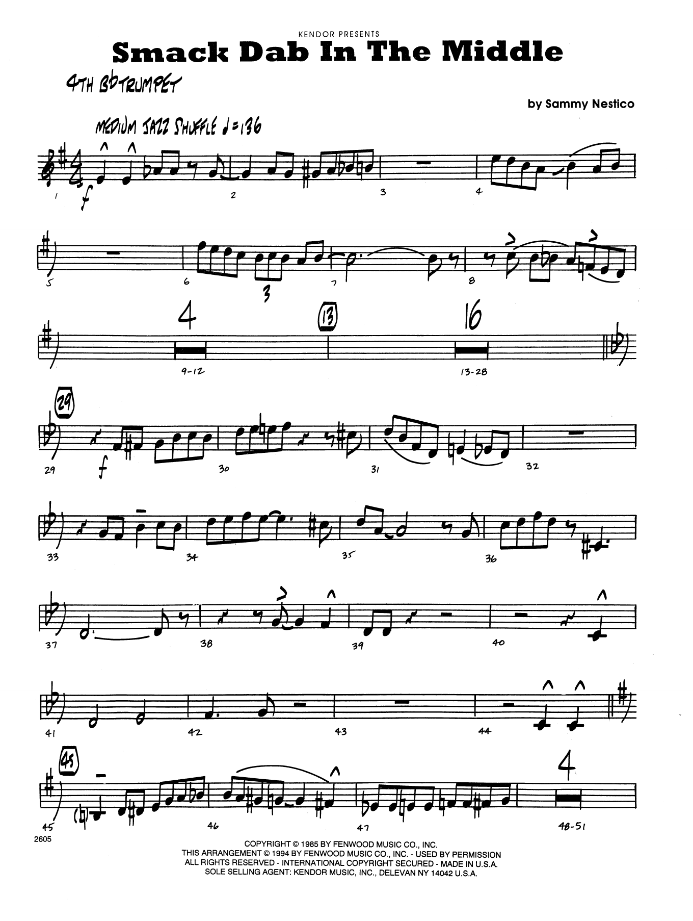 Download Sammy Nestico Smack Dab in the Middle - 4th Bb Trumpe Sheet Music