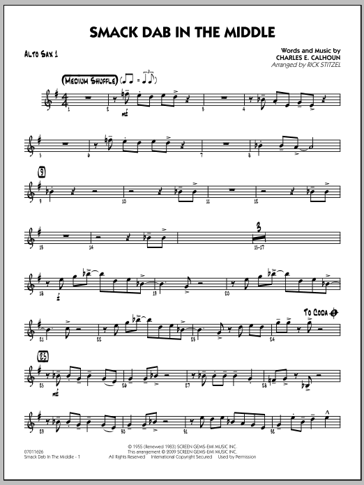 Download Rick Stitzel Smack Dab In The Middle - Alto Sax 1 Sheet Music
