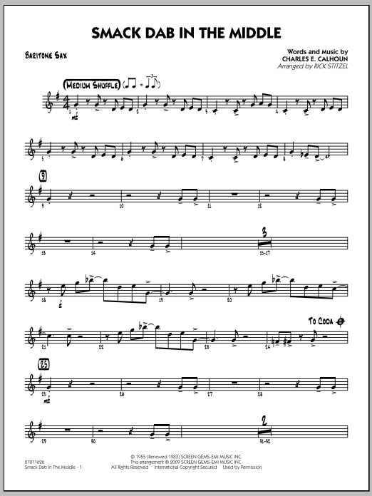 Download Rick Stitzel Smack Dab In The Middle - Baritone Sax Sheet Music