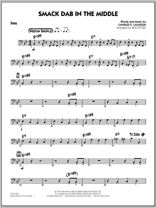 Download Rick Stitzel Smack Dab In The Middle - Bass Sheet Music