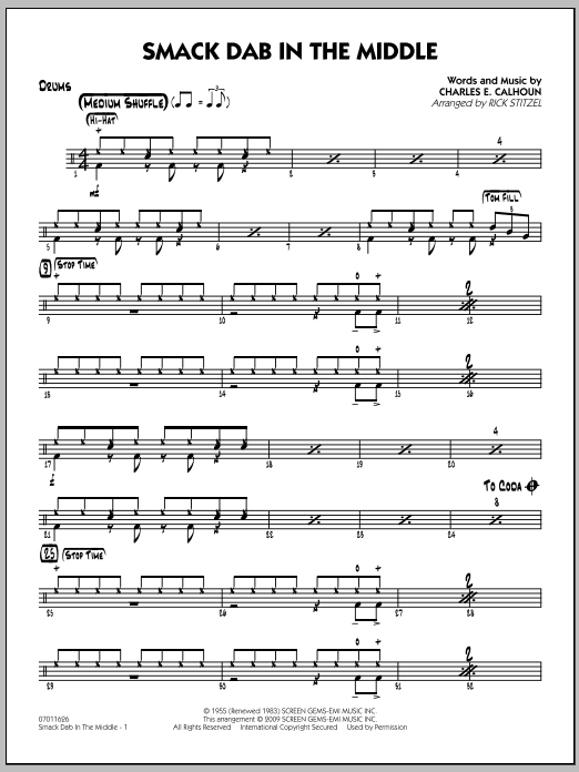 Download Rick Stitzel Smack Dab In The Middle - Drums Sheet Music