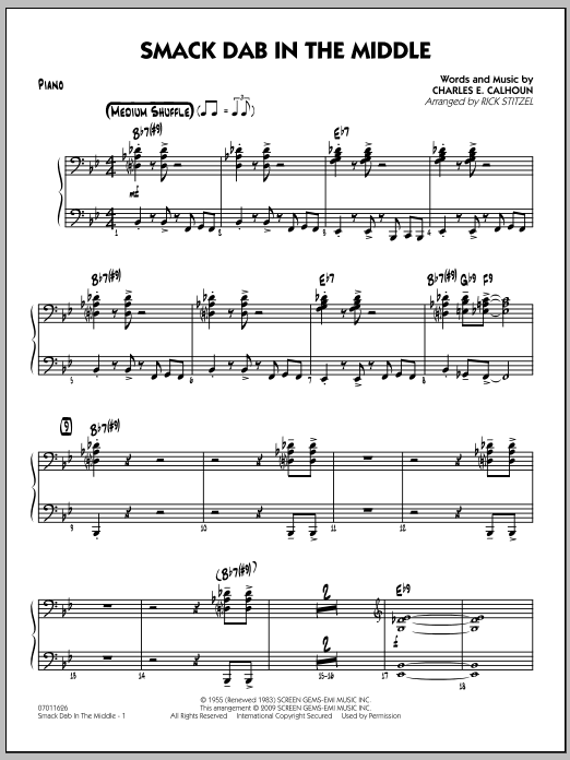 Download Rick Stitzel Smack Dab In The Middle - Piano Sheet Music