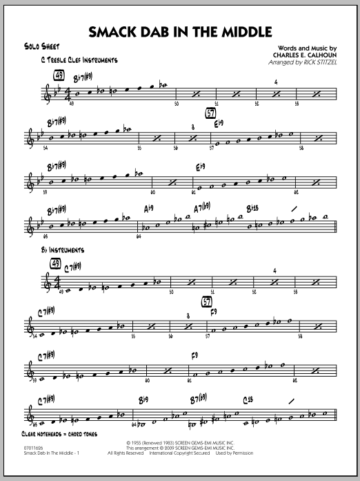 Download Rick Stitzel Smack Dab In The Middle - Solo Sheet Sheet Music