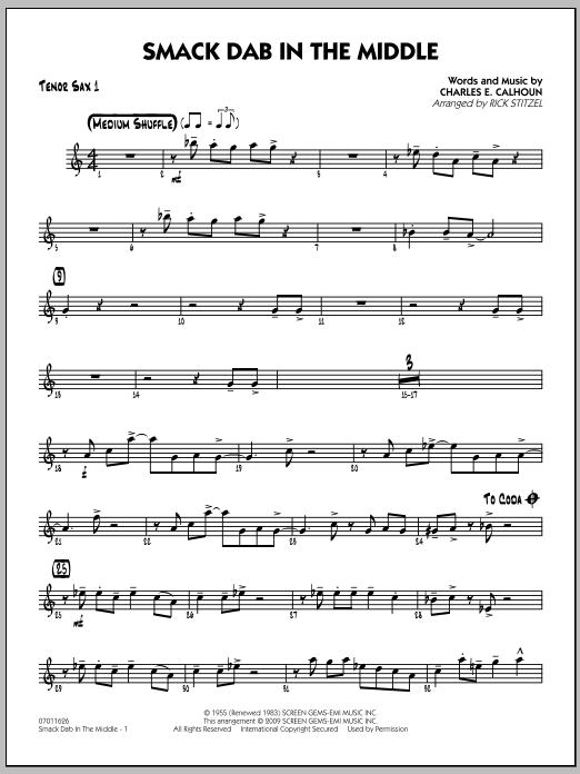 Download Rick Stitzel Smack Dab In The Middle - Tenor Sax 1 Sheet Music