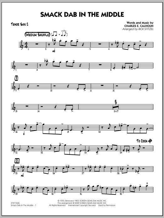 Download Rick Stitzel Smack Dab In The Middle - Tenor Sax 2 Sheet Music