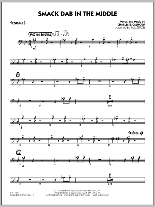 Download Rick Stitzel Smack Dab In The Middle - Trombone 2 Sheet Music
