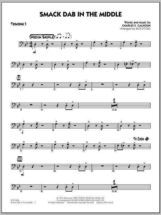 Download Rick Stitzel Smack Dab In The Middle - Trombone 3 Sheet Music