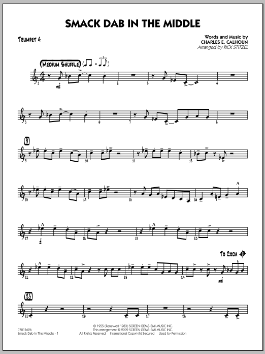 Download Rick Stitzel Smack Dab In The Middle - Trumpet 4 Sheet Music