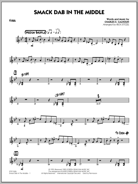 Download Rick Stitzel Smack Dab In The Middle - Vibes Sheet Music