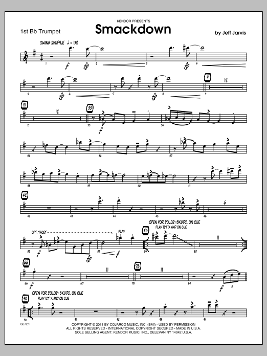 Download Jarvis Smackdown - 1st Bb Trumpet Sheet Music