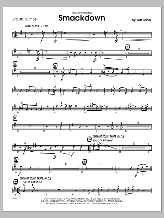 Download Jarvis Smackdown - 3rd Bb Trumpet Sheet Music