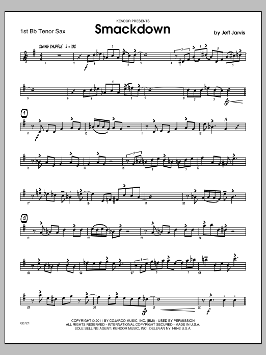 Download Jarvis Smackdown - Tenor Sax 1 Sheet Music